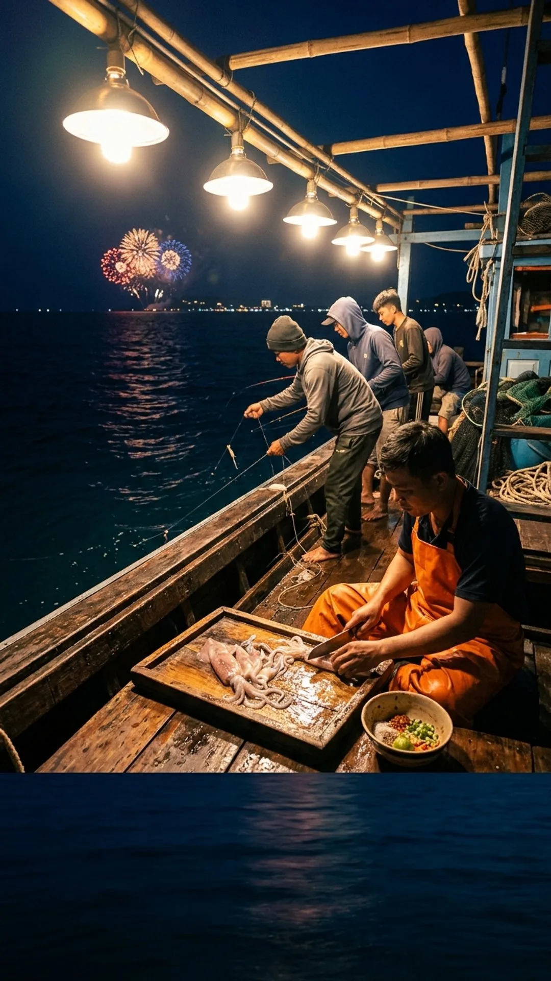 ล่องเรือตกปลาหมึกกลางคืน